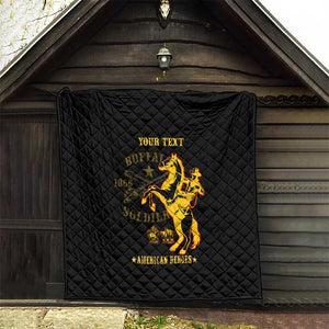 Personalized Afro Buffalo Soldiers Quilt BSMC United States Army Black