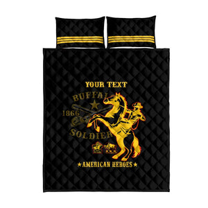 Personalized Afro Buffalo Soldiers Quilt Bed Set BSMC United States Army Black