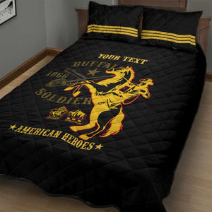 Personalized Afro Buffalo Soldiers Quilt Bed Set BSMC United States Army Black