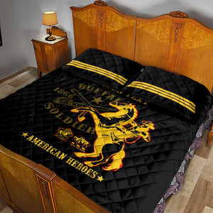 Personalized Afro Buffalo Soldiers Quilt Bed Set BSMC United States Army Black