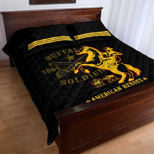 Personalized Afro Buffalo Soldiers Quilt Bed Set BSMC United States Army Black