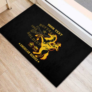 Personalized Afro Buffalo Soldiers Rubber Doormat BSMC United States Army Black