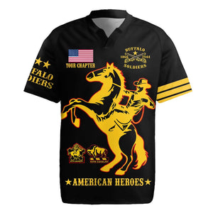 Personalized Afro Buffalo Soldiers Rugby Jersey BSMC United States Army Black