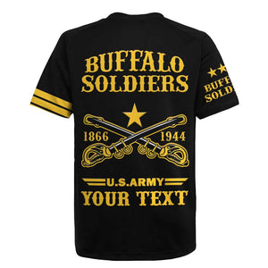 Personalized Afro Buffalo Soldiers Rugby Jersey BSMC United States Army Black