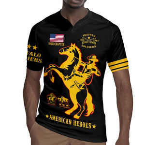 Personalized Afro Buffalo Soldiers Rugby Jersey BSMC United States Army Black