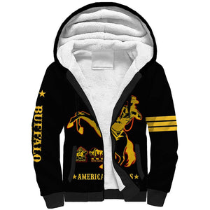 Personalized Afro Buffalo Soldiers Sherpa Hoodie BSMC United States Army Black