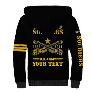 Personalized Afro Buffalo Soldiers Sherpa Hoodie BSMC United States Army Black