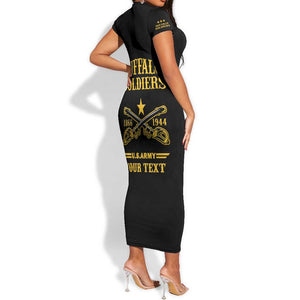 Personalized Afro Buffalo Soldiers Short Sleeve Bodycon Dress BSMC United States Army Black