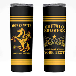 Personalized Afro Buffalo Soldiers Skinny Tumbler BSMC United States Army Black