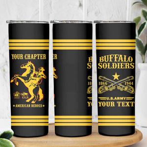 Personalized Afro Buffalo Soldiers Skinny Tumbler BSMC United States Army Black