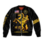 Personalized Afro Buffalo Soldiers Sleeve Zip Bomber Jacket BSMC United States Army Black