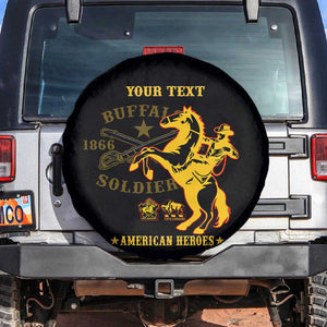 Personalized Afro Buffalo Soldiers Spare Tire Cover BSMC United States Army Black