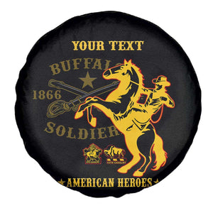 Personalized Afro Buffalo Soldiers Spare Tire Cover BSMC United States Army Black