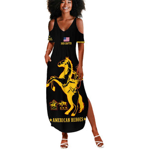 Personalized Afro Buffalo Soldiers Summer Maxi Dress BSMC United States Army Black