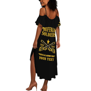 Personalized Afro Buffalo Soldiers Summer Maxi Dress BSMC United States Army Black