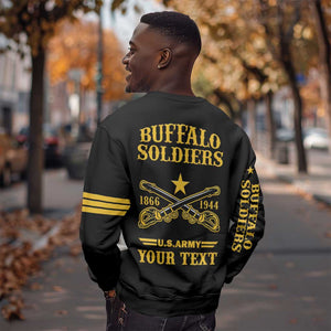 Personalized Afro Buffalo Soldiers Sweatshirt BSMC United States Army Black