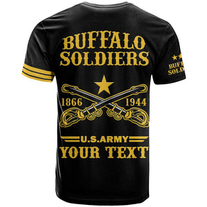 Personalized Afro Buffalo Soldiers T shirt BSMC United States Army Black