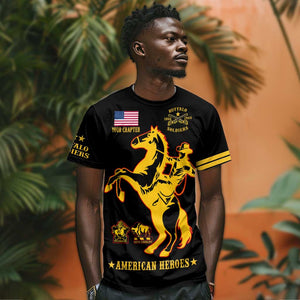 Personalized Afro Buffalo Soldiers T shirt BSMC United States Army Black