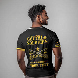 Personalized Afro Buffalo Soldiers T shirt BSMC United States Army Black