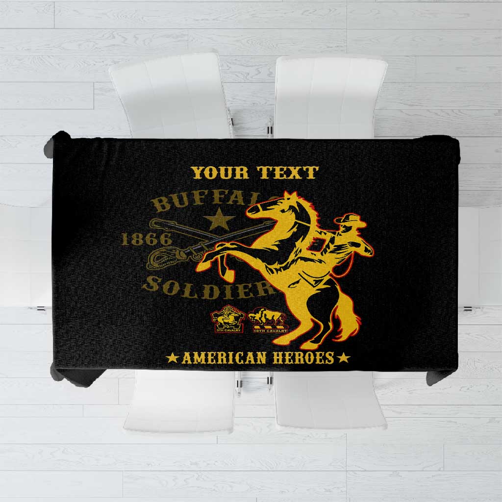 Personalized Afro Buffalo Soldiers Tablecloth BSMC United States Army Black