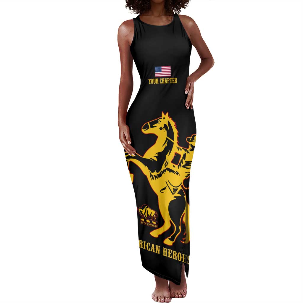 Personalized Afro Buffalo Soldiers Tank Maxi Dress BSMC United States Army Black