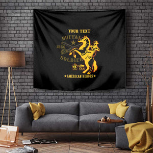 Personalized Afro Buffalo Soldiers Tapestry BSMC United States Army Black