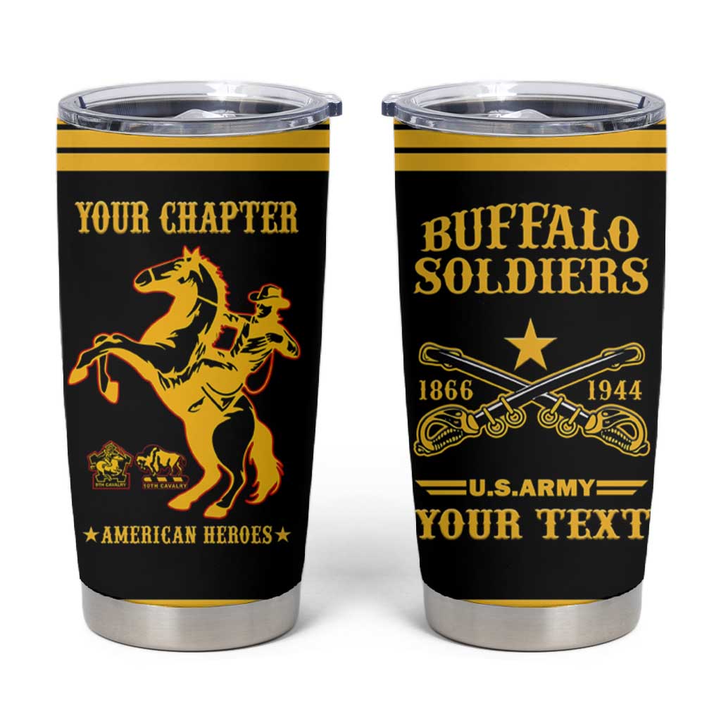 Personalized Afro Buffalo Soldiers Tumbler Cup BSMC United States Army Black