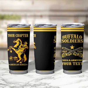 Personalized Afro Buffalo Soldiers Tumbler Cup BSMC United States Army Black