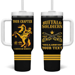 Personalized Afro Buffalo Soldiers Tumbler With Handle BSMC United States Army Black