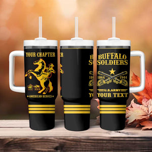 Personalized Afro Buffalo Soldiers Tumbler With Handle BSMC United States Army Black