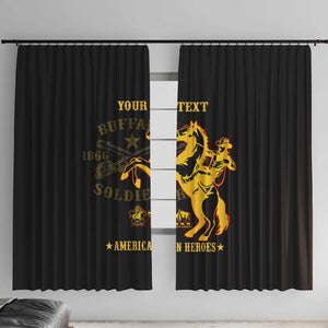 Personalized Afro Buffalo Soldiers Window Curtain BSMC United States Army Black