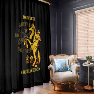 Personalized Afro Buffalo Soldiers Window Curtain BSMC United States Army Black