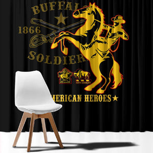 Personalized Afro Buffalo Soldiers Window Curtain BSMC United States Army Black