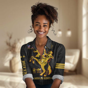 Personalized Afro Buffalo Soldiers Women Casual Shirt BSMC United States Army Black