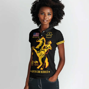 Personalized Afro Buffalo Soldiers Women Polo Shirt BSMC United States Army Black