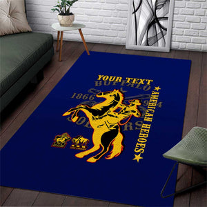 Personalized Afro Buffalo Soldiers Area Rug BSMC United States Army Blue