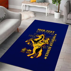 Personalized Afro Buffalo Soldiers Area Rug BSMC United States Army Blue