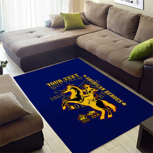 Personalized Afro Buffalo Soldiers Area Rug BSMC United States Army Blue