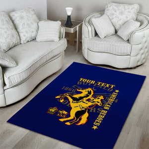 Personalized Afro Buffalo Soldiers Area Rug BSMC United States Army Blue