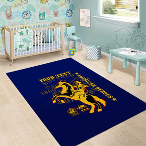 Personalized Afro Buffalo Soldiers Area Rug BSMC United States Army Blue