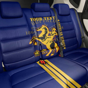 Personalized Afro Buffalo Soldiers Back Car Seat Cover BSMC United States Army Blue