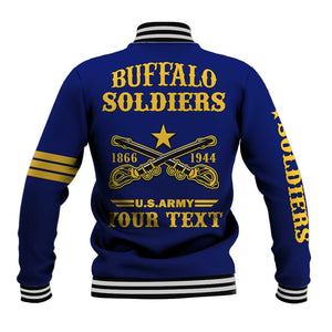 Personalized Afro Buffalo Soldiers Baseball Jacket BSMC United States Army Blue LT14