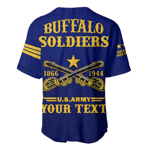 Personalized Afro Buffalo Soldiers Baseball Jersey BSMC United States Army Blue