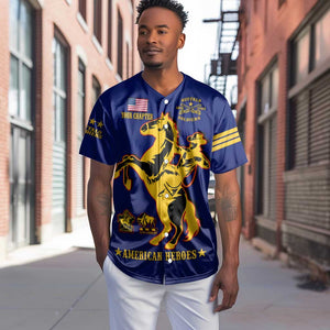 Personalized Afro Buffalo Soldiers Baseball Jersey BSMC United States Army Blue