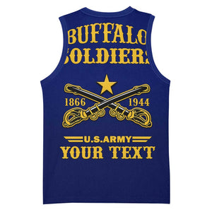 Personalized Afro Buffalo Soldiers Basketball Jersey BSMC United States Army Blue LT14