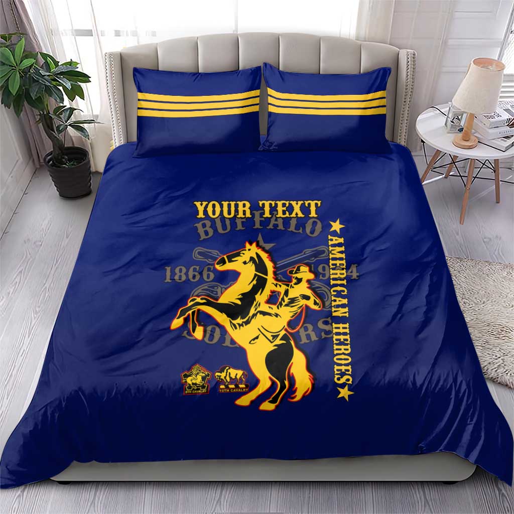 Personalized Afro Buffalo Soldiers Bedding Set BSMC United States Army Blue