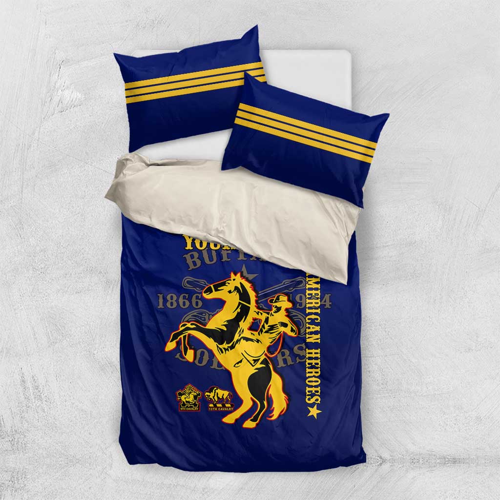 Personalized Afro Buffalo Soldiers Bedding Set BSMC United States Army Blue