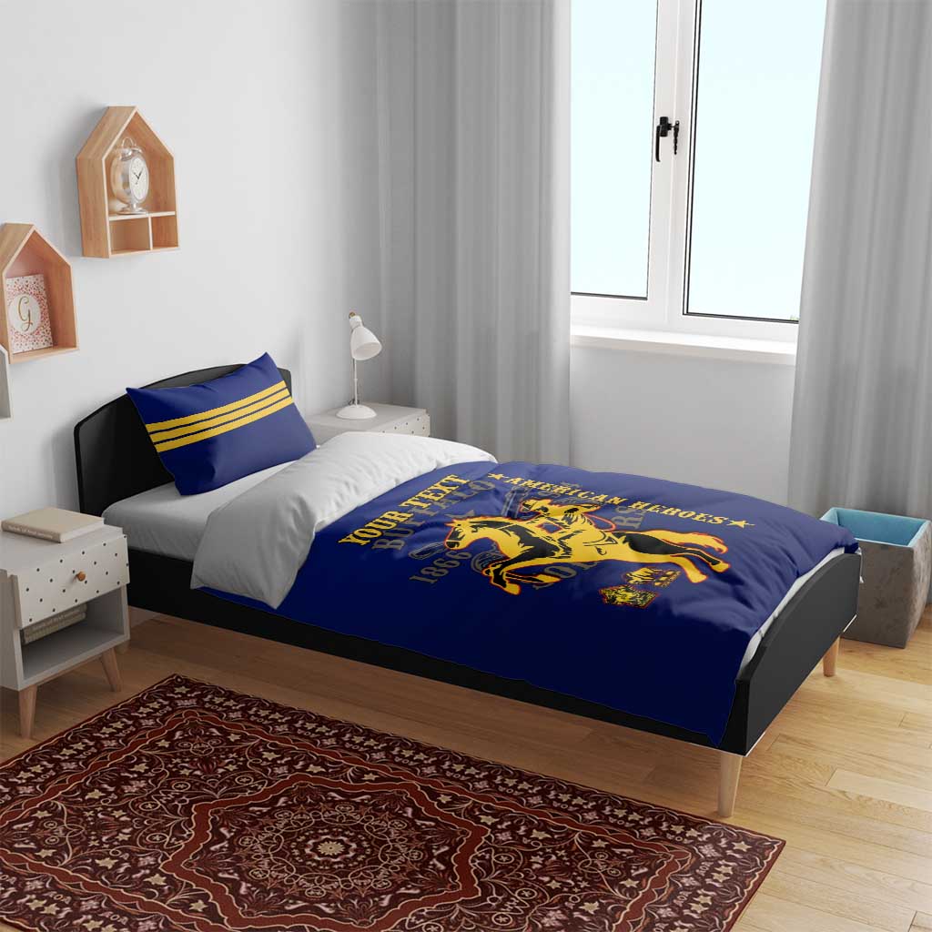 Personalized Afro Buffalo Soldiers Bedding Set BSMC United States Army Blue