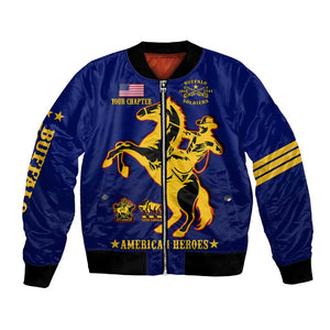 Personalized Afro Buffalo Soldiers Bomber Jacket BSMC United States Army Blue