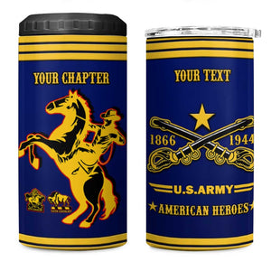 Personalized Afro Buffalo Soldiers 4 in 1 Can Cooler Tumbler BSMC United States Army Blue LT14